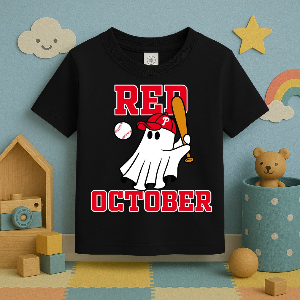 Take October Red October Philadelphia Ghost Baseball Halloween Toddler T-Shirt