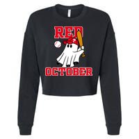 Take October Red October Philadelphia Ghost Baseball Halloween Cropped Pullover Crew