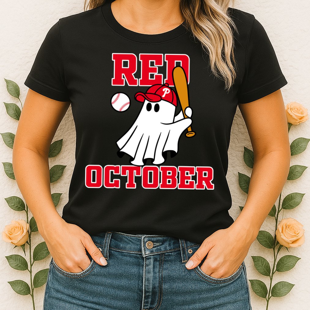 Take October Red October Philadelphia Ghost Baseball Halloween Womens T-Shirt