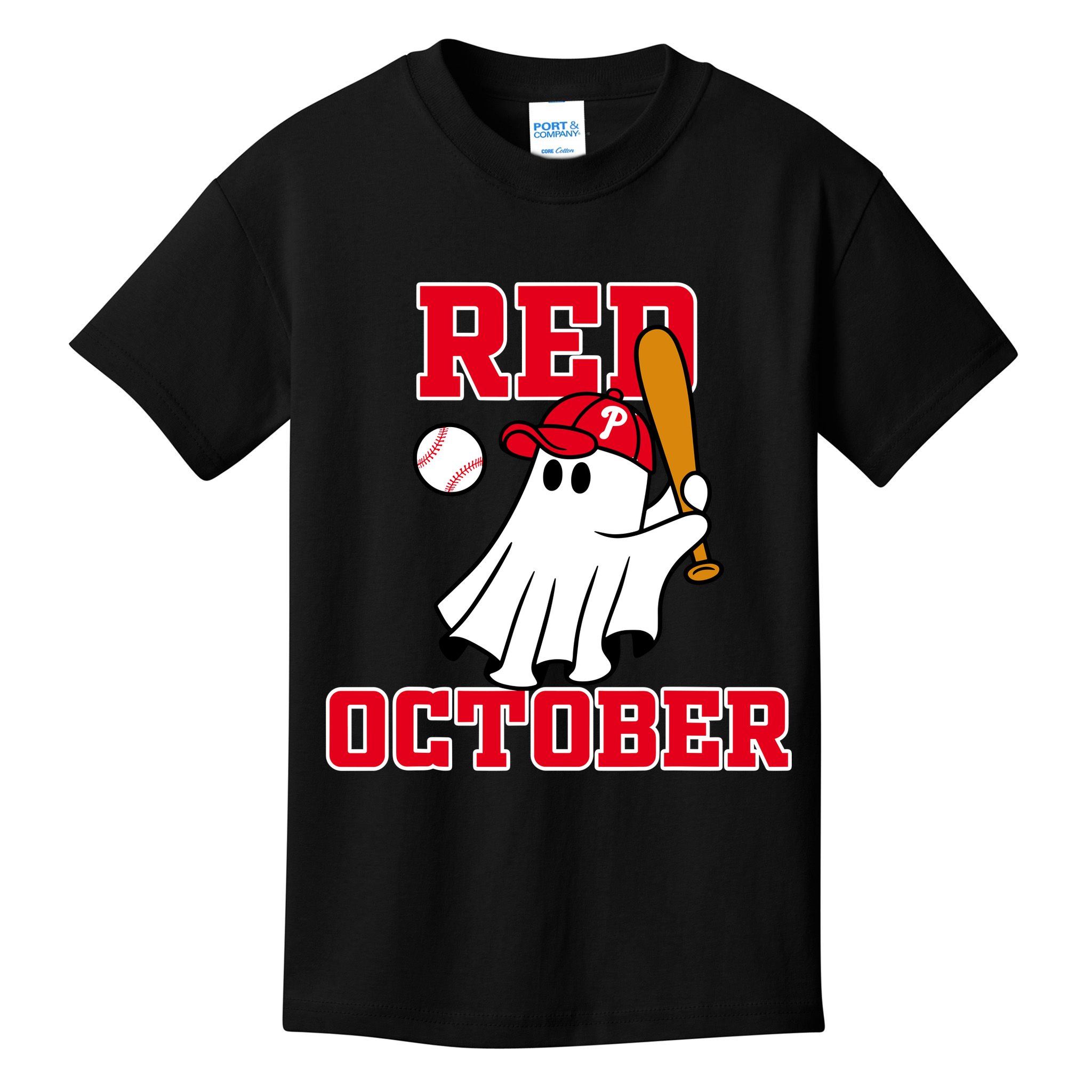 Take October Red October Philadelphia Ghost Baseball Halloween Kids T-Shirt