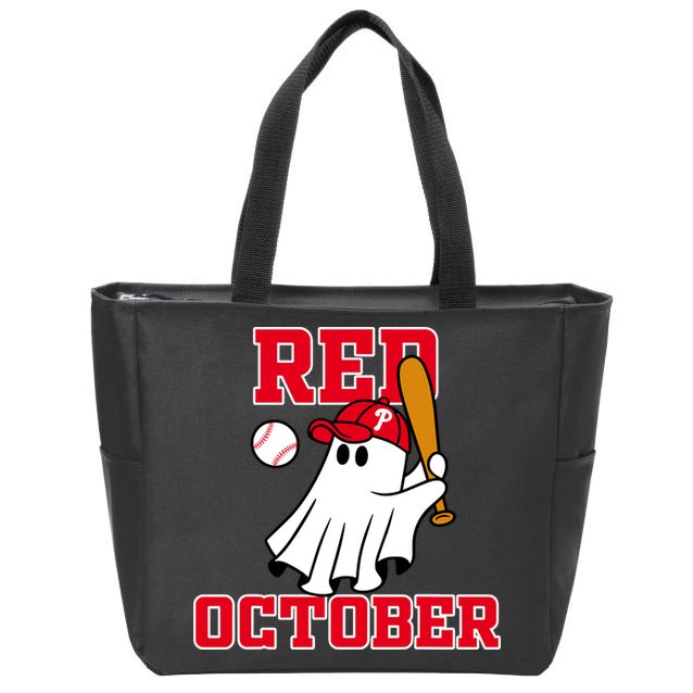 Take October Red October Philadelphia Ghost Baseball Halloween Zip Tote Bag