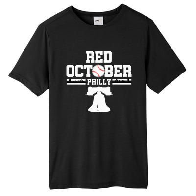 Take October Red Baseball Fan Tall Fusion ChromaSoft Performance T-Shirt