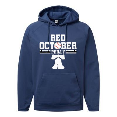 Take October Red Baseball Fan Performance Fleece Hoodie