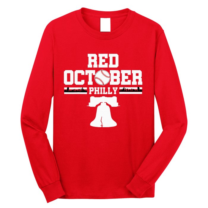 Take October Red Baseball Fan Long Sleeve Shirt