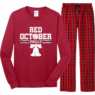 Take October Red Baseball Fan Long Sleeve Pajama Set