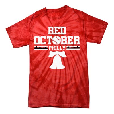 Take October Red Baseball Fan Tie-Dye T-Shirt