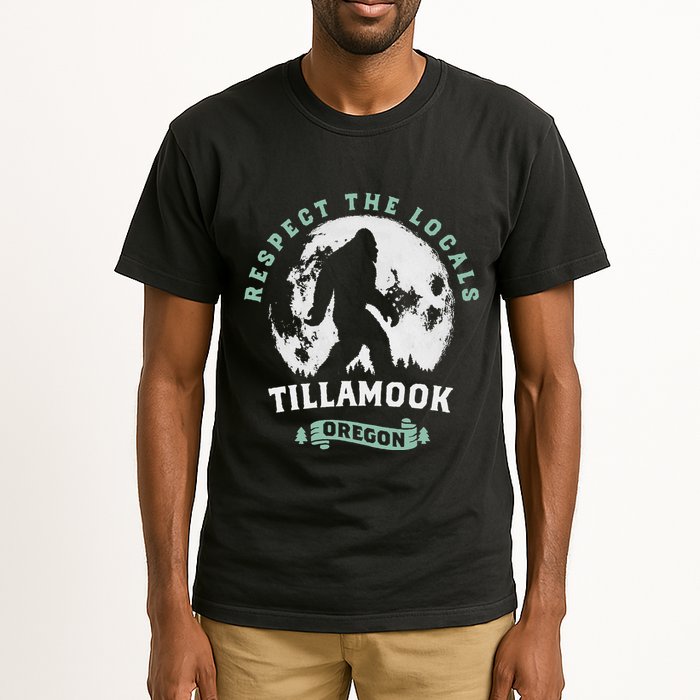 Tillamook Oregon Respect The Locals Sasquatch Moon Bigfoot Tall T-Shirt