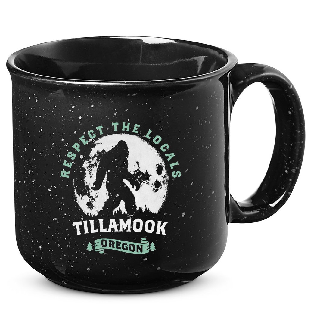 Tillamook Oregon Respect The Locals Sasquatch Moon Bigfoot 15oz Campfire Ceramic Mug