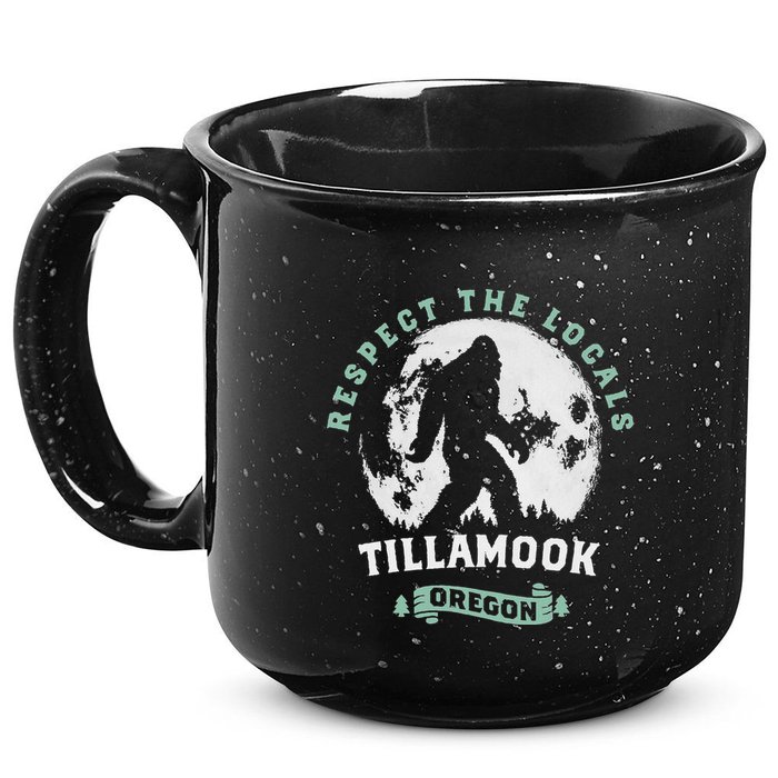 Tillamook Oregon Respect The Locals Sasquatch Moon Bigfoot 15oz Campfire Ceramic Mug