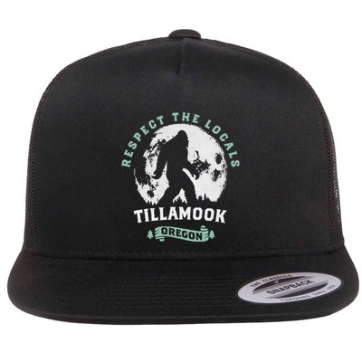 Tillamook Oregon Respect The Locals Sasquatch Moon Bigfoot Flatbill Hat
