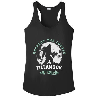 Tillamook Oregon Respect The Locals Sasquatch Moon Bigfoot Ladies PosiCharge Competitor Racerback Tank