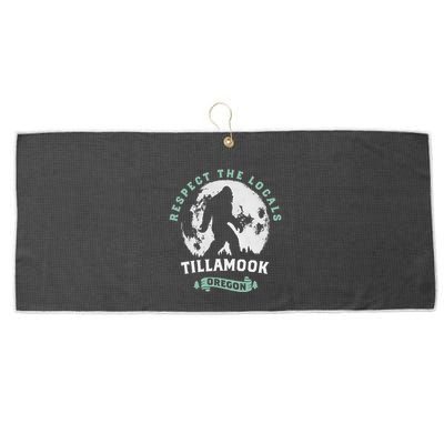 Tillamook Oregon Respect The Locals Sasquatch Moon Bigfoot Large Microfiber Waffle Golf Towel