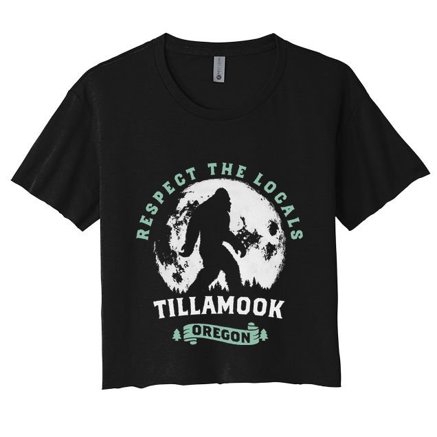 Tillamook Oregon Respect The Locals Sasquatch Moon Bigfoot Crop Top