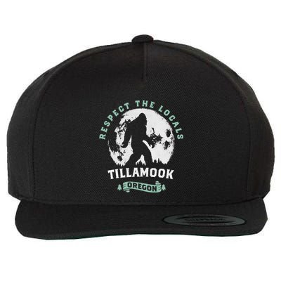 Tillamook Oregon Respect The Locals Sasquatch Moon Bigfoot Wool Snapback Cap