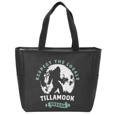 Tillamook Oregon Respect The Locals Sasquatch Moon Bigfoot Zip Tote Bag