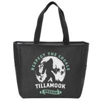Tillamook Oregon Respect The Locals Sasquatch Moon Bigfoot Zip Tote Bag