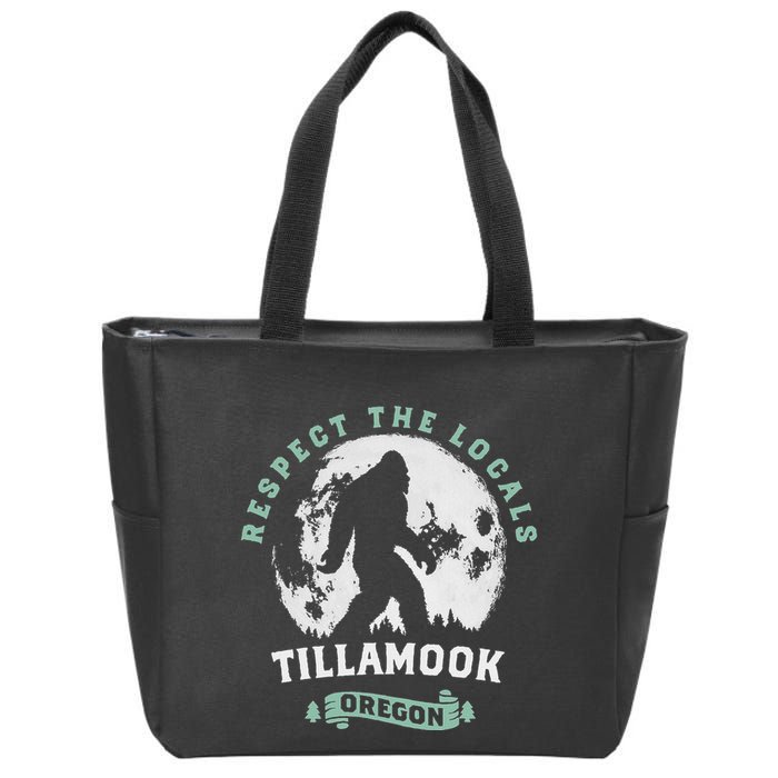 Tillamook Oregon Respect The Locals Sasquatch Moon Bigfoot Zip Tote Bag