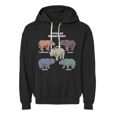 Types of Rhinoceros Sumatran Javan Rhino Animal Art Garment-Dyed Fleece Hoodie