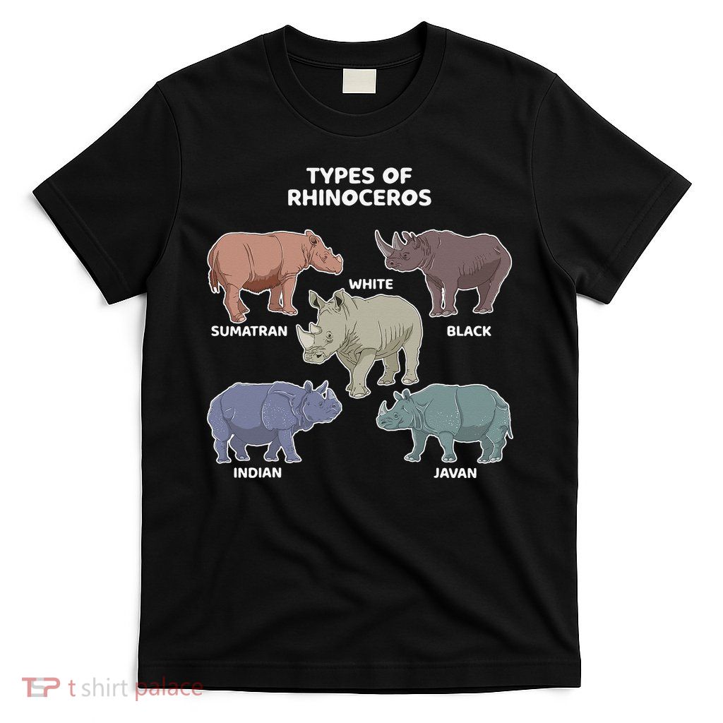 Types of Rhinoceros Sumatran Javan Rhino Animal Art T-Shirt