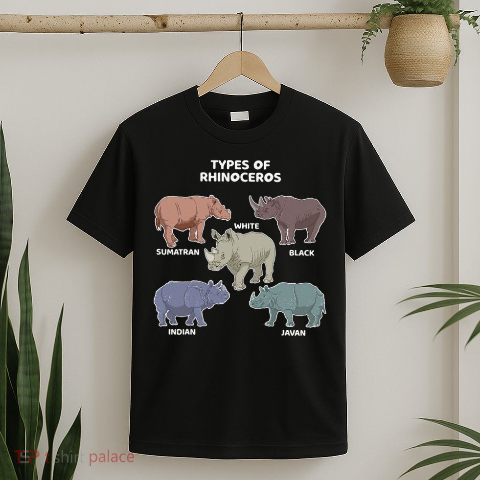 Types of Rhinoceros Sumatran Javan Rhino Animal Art T-Shirt