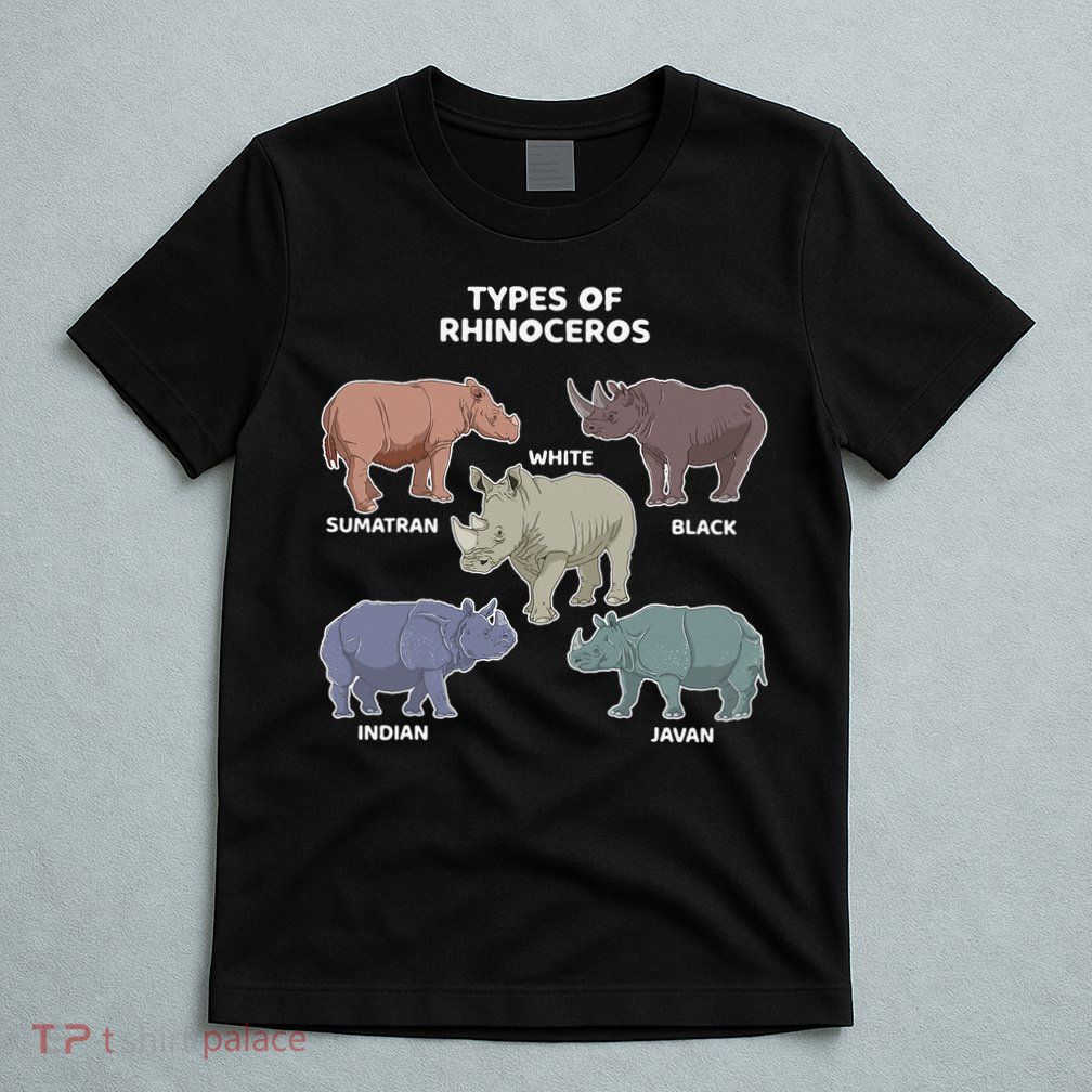 Types of Rhinoceros Sumatran Javan Rhino Animal Art T-Shirt