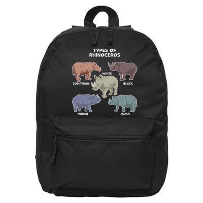 Types of Rhinoceros Sumatran Javan Rhino Animal Art 16 in Basic Backpack