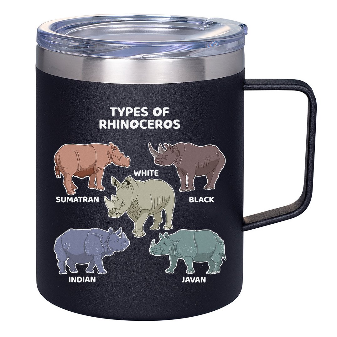 Types of Rhinoceros Sumatran Javan Rhino Animal Art 12oz Stainless Steel Coffee Mug
