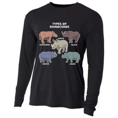 Types of Rhinoceros Sumatran Javan Rhino Animal Art Cooling Performance Long Sleeve Crew