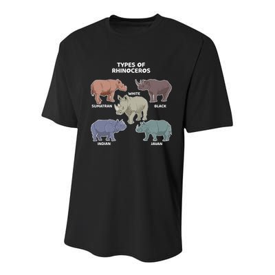 Types of Rhinoceros Sumatran Javan Rhino Animal Art Youth Performance Sprint T-Shirt