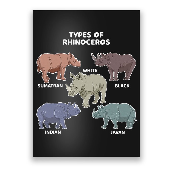 Types of Rhinoceros Sumatran Javan Rhino Animal Art Poster