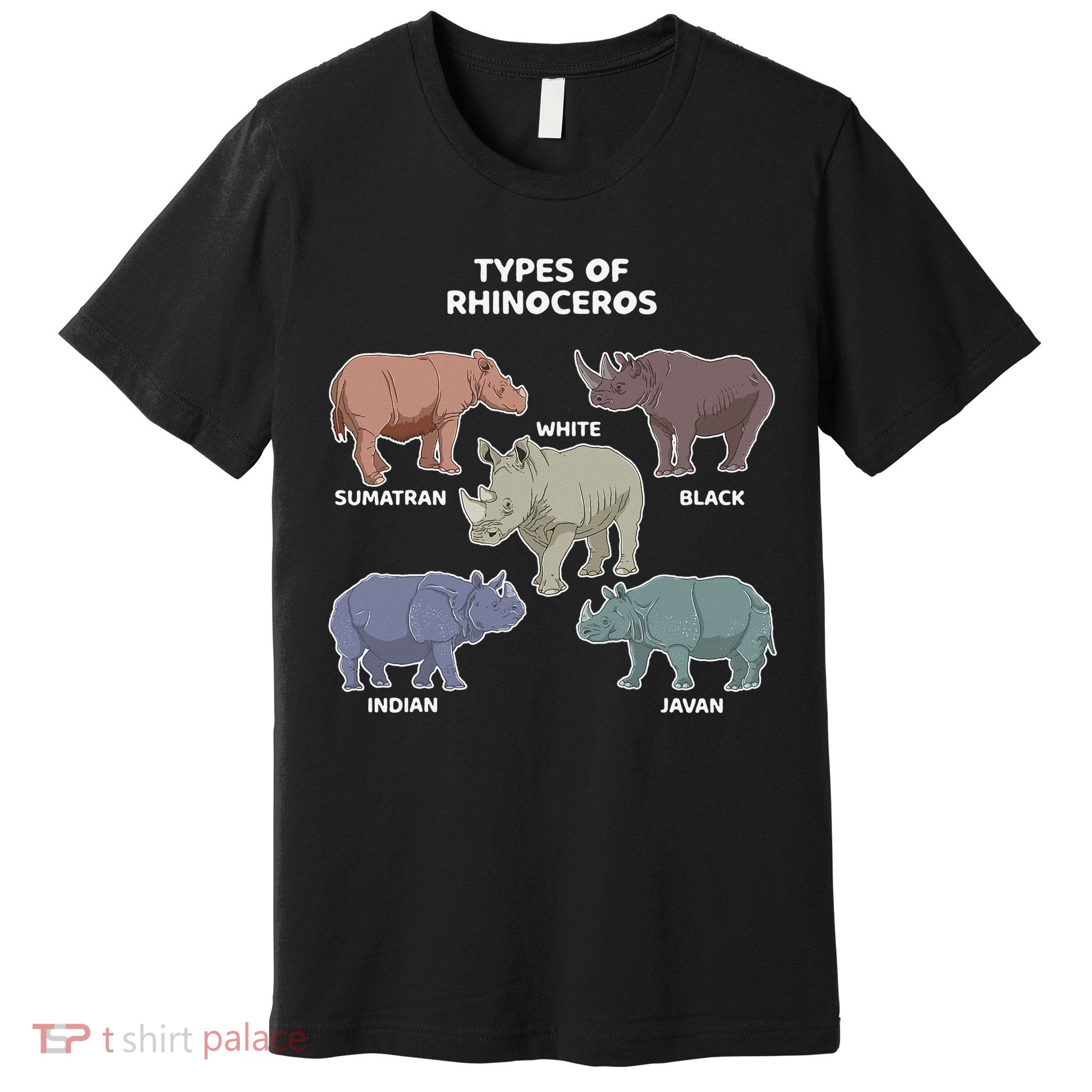 Types of Rhinoceros Sumatran Javan Rhino Animal Art Premium T-Shirt