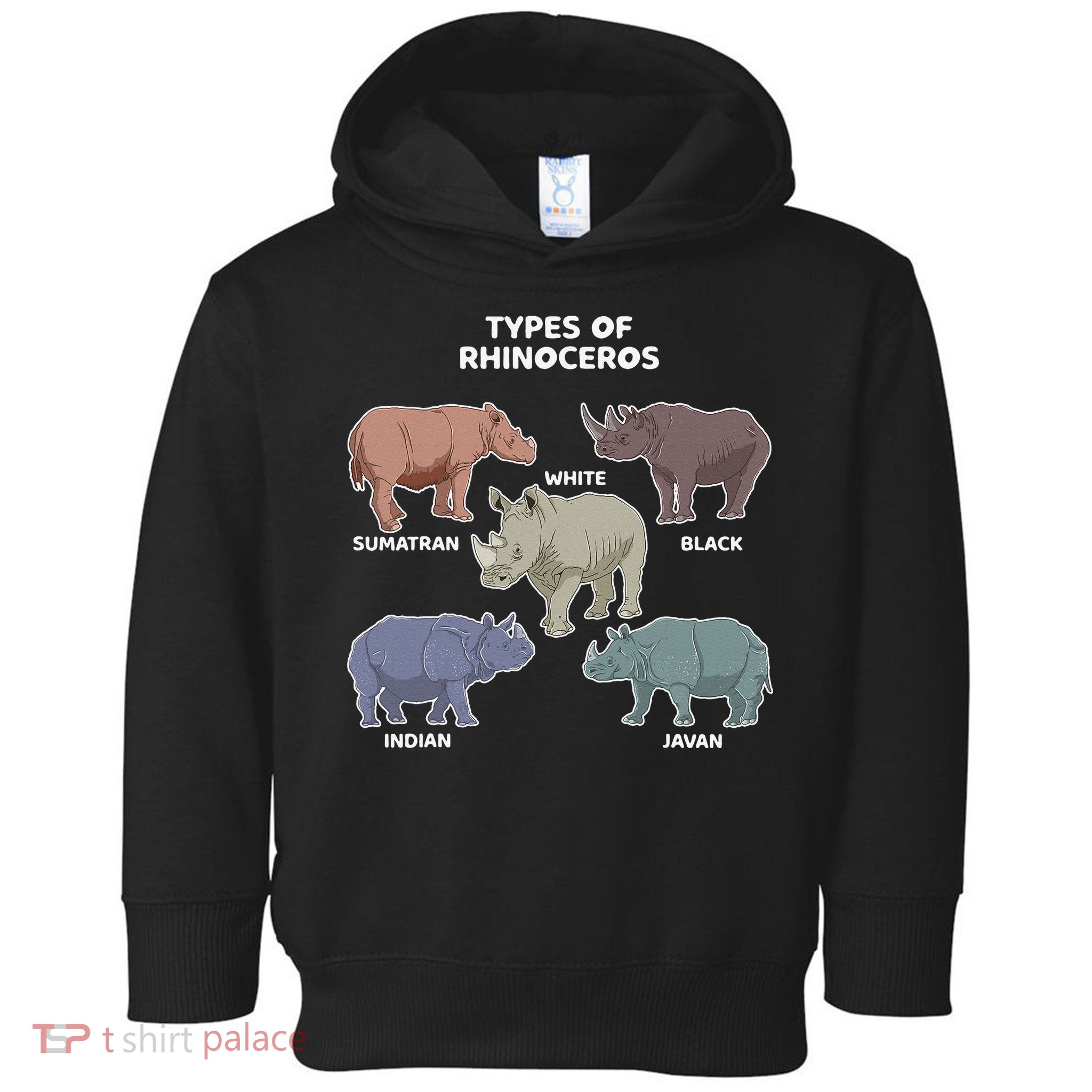 Types of Rhinoceros Sumatran Javan Rhino Animal Art Toddler Hoodie