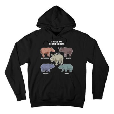 Types of Rhinoceros Sumatran Javan Rhino Animal Art Tall Hoodie