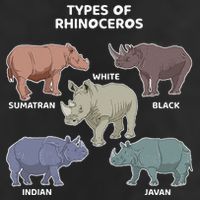 Types of Rhinoceros Sumatran Javan Rhino Animal Art Golf Towel