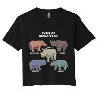 Types of Rhinoceros Sumatran Javan Rhino Animal Art Women's Crop Top Tee