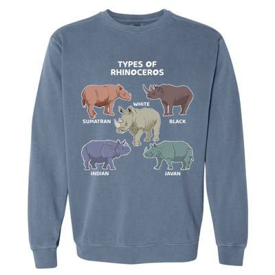 Types of Rhinoceros Sumatran Javan Rhino Animal Art Garment-Dyed Sweatshirt