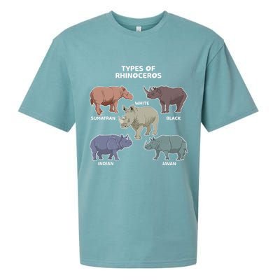 Types of Rhinoceros Sumatran Javan Rhino Animal Art Sueded Cloud Jersey T-Shirt