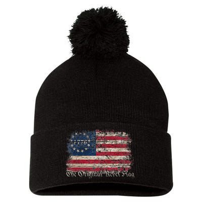 The Original Rebel Flag USA America 1776 US 4th Of July Pom Pom 12in Knit Beanie