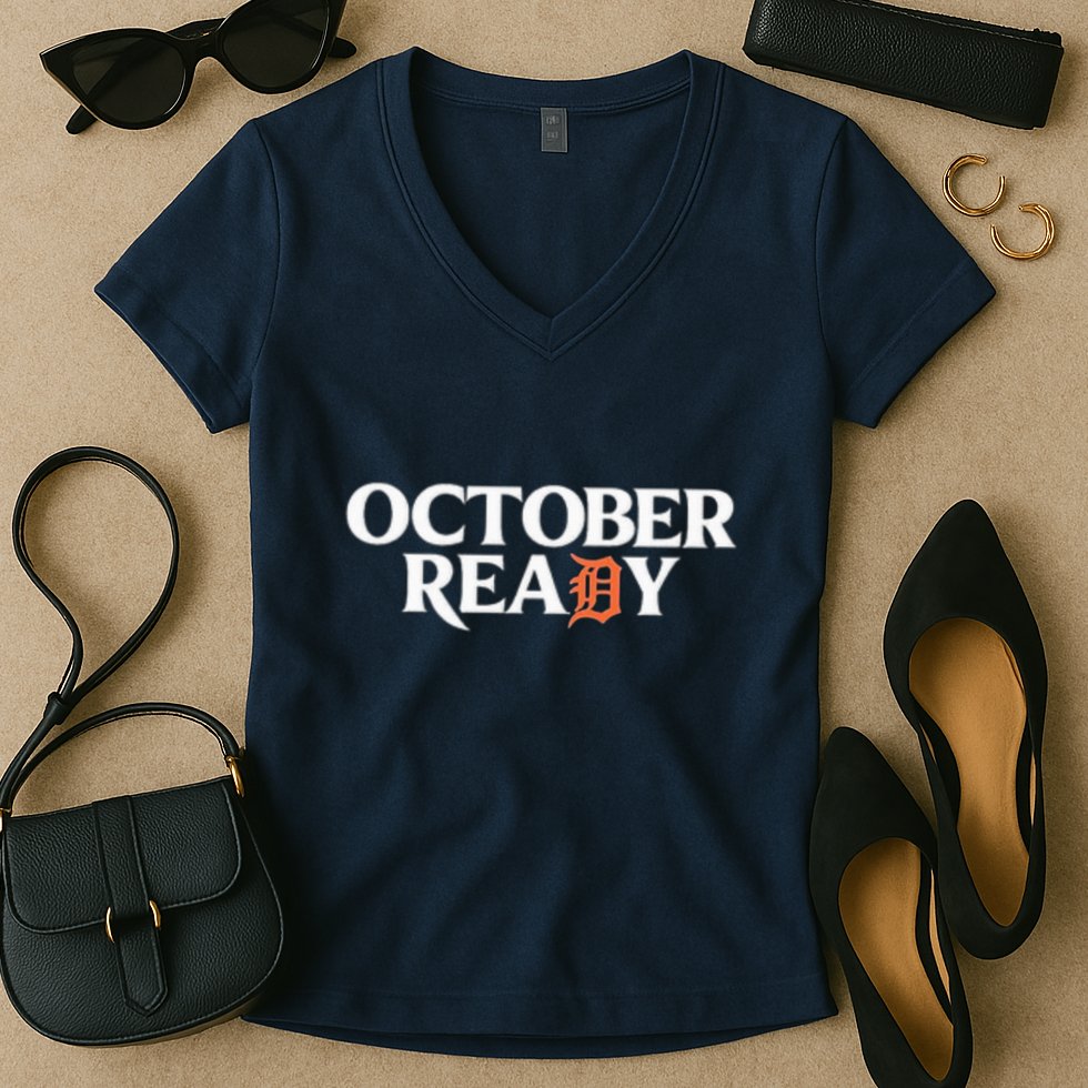 Tigers October Ready October Tiger Letter D Ready Women's V-Neck T-Shirt