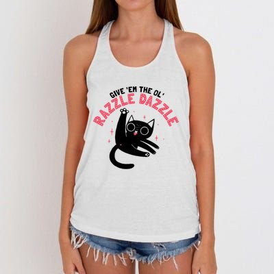 The Ol' Razzle Dazzle Cat Women's Knotted Racerback Tank