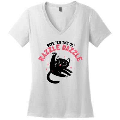 The Ol' Razzle Dazzle Cat Women's V-Neck T-Shirt