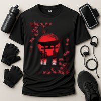 Torii Arch Sunset Maple Leaves Red Sun Cooling Performance Crew T-Shirt
