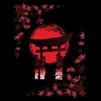Torii Arch Sunset Maple Leaves Red Sun Cooling Performance Crew T-Shirt