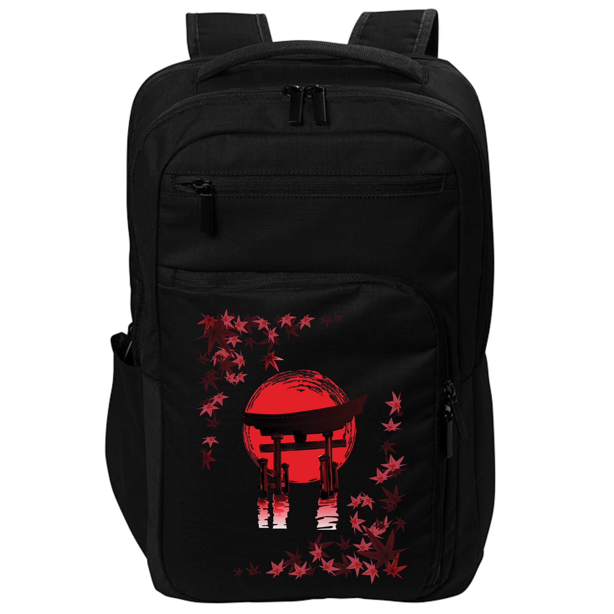 Torii Arch Sunset Maple Leaves Red Sun Impact Tech Backpack