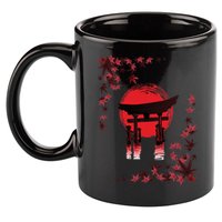 Torii Arch Sunset Maple Leaves Red Sun 11oz C Handle Ceramic Mug