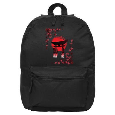 Torii Arch Sunset Maple Leaves Red Sun 16 in Basic Backpack