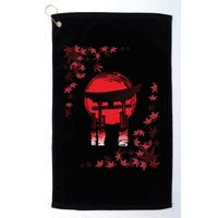 Torii Arch Sunset Maple Leaves Red Sun Golf Towel