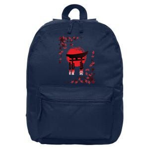 Torii Arch Sunset Maple Leaves Red Sun 16 in Basic Backpack