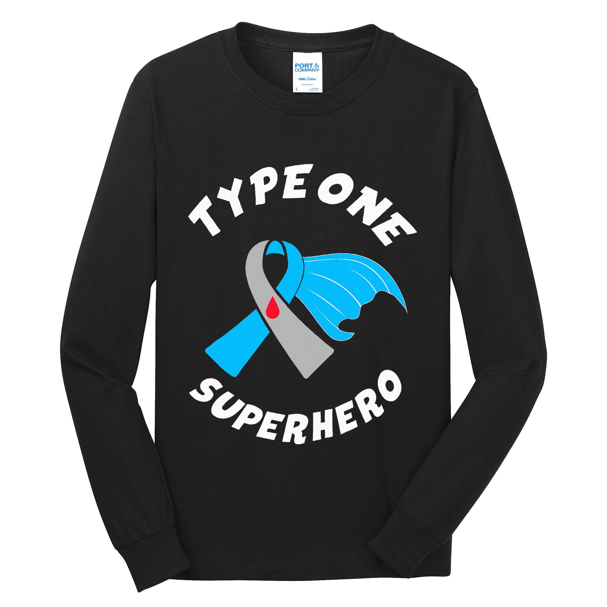 Type One Superhero Type 1 Diabetes Awareness Tall Long Sleeve T-Shirt