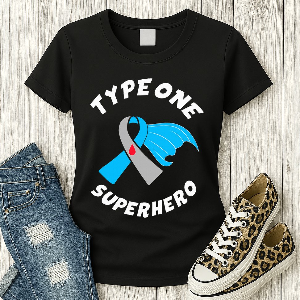 Type One Superhero Type 1 Diabetes Awareness Womens T-Shirt
